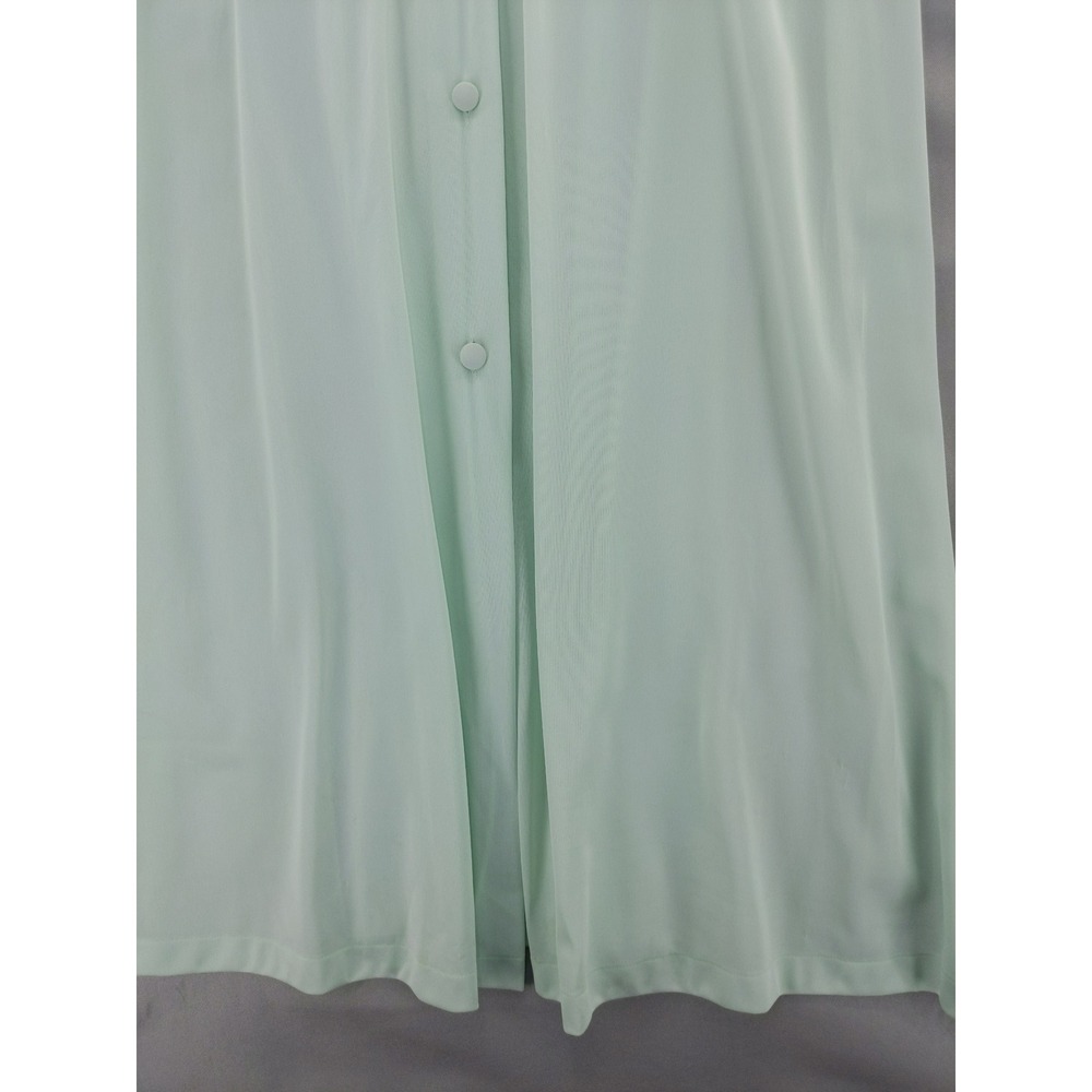 Vintage‎ Vanity Fair Robe Sz L 36 Mint Green Lace Trim Long Sleeve Button Front - Picture 4 of 11